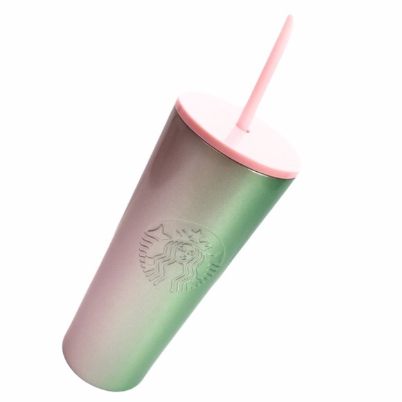 STARBUCKS Cold Cup Tumbler NEW Pink Green Ombré RARE